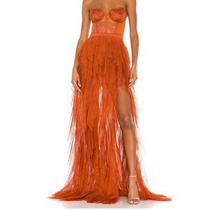 X Revolve Bustier gown in color rust